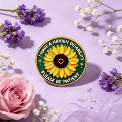 Pin de solapa metal girasol con mensaje de paciencia discreta