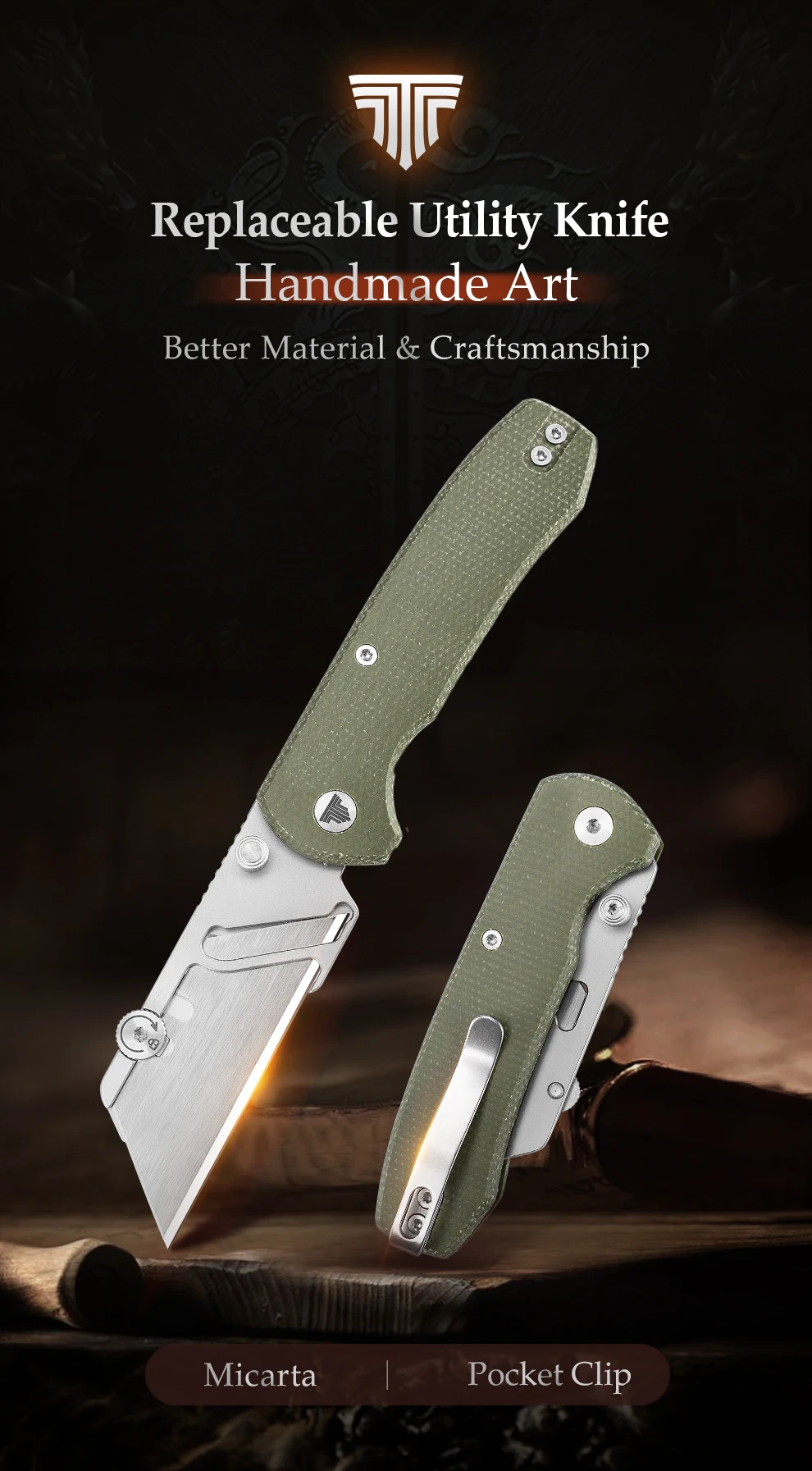 Cuchillo plegable y mango