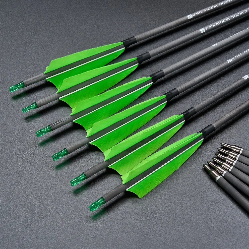 Flechas de carbono 6,2mm Spine 400 pluma verde fluor para arco - imagen 5