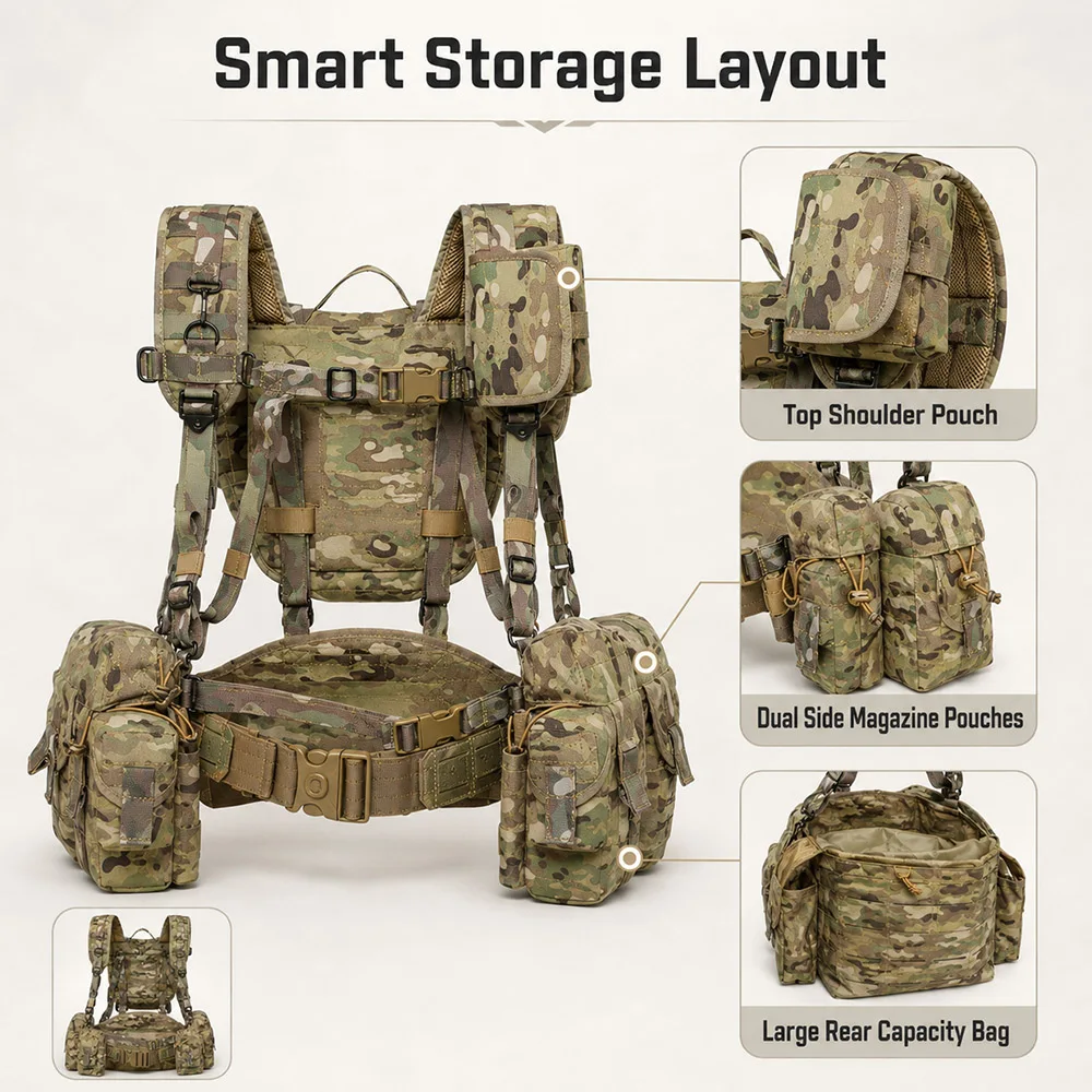 Chaleco táctico modular ajustable con bolsas utilitarias - imagen 2