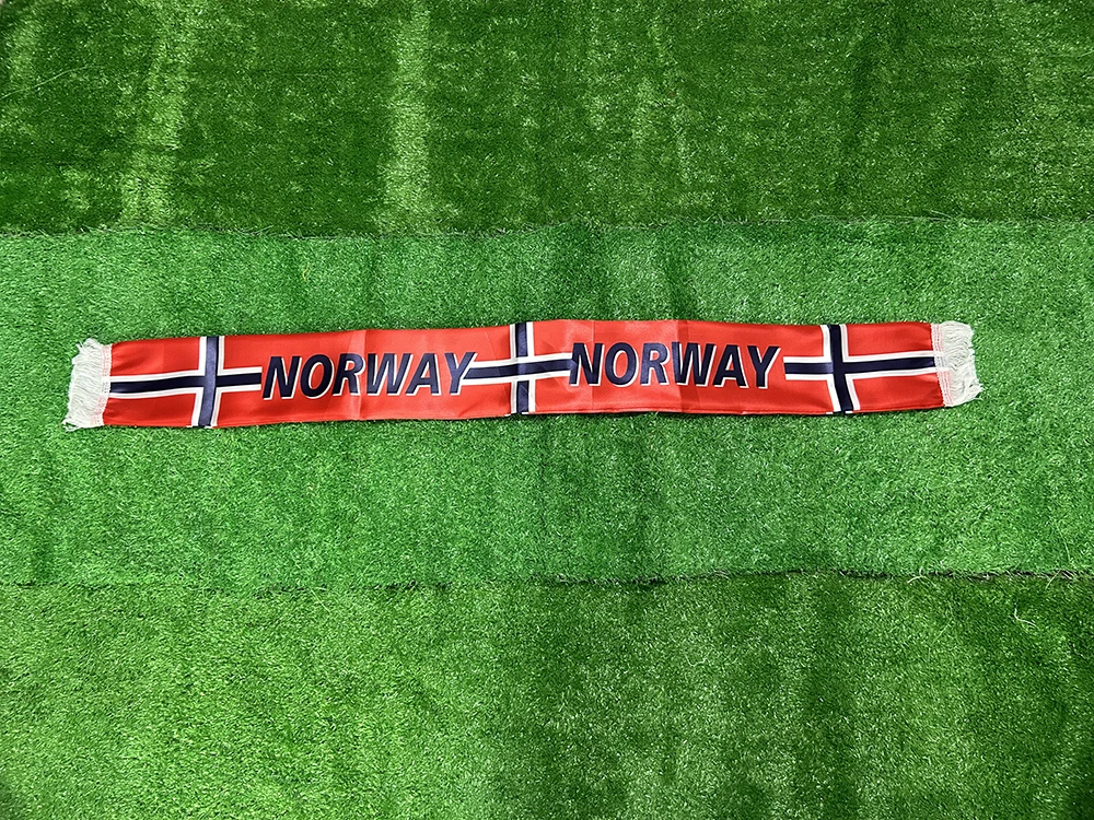 Bufanda táctica bandera de Noruega Sky Flag con borlas y satén - imagen 2