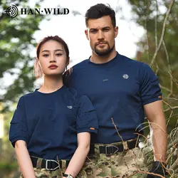 HAN WILD Camiseta táctica transpirable de secado rápido para hombre