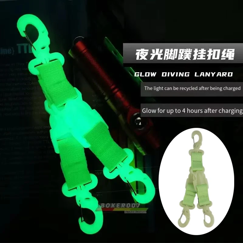 Cuerda de seguridad de buceo luminiscente con gancho para aletas - imagen 4