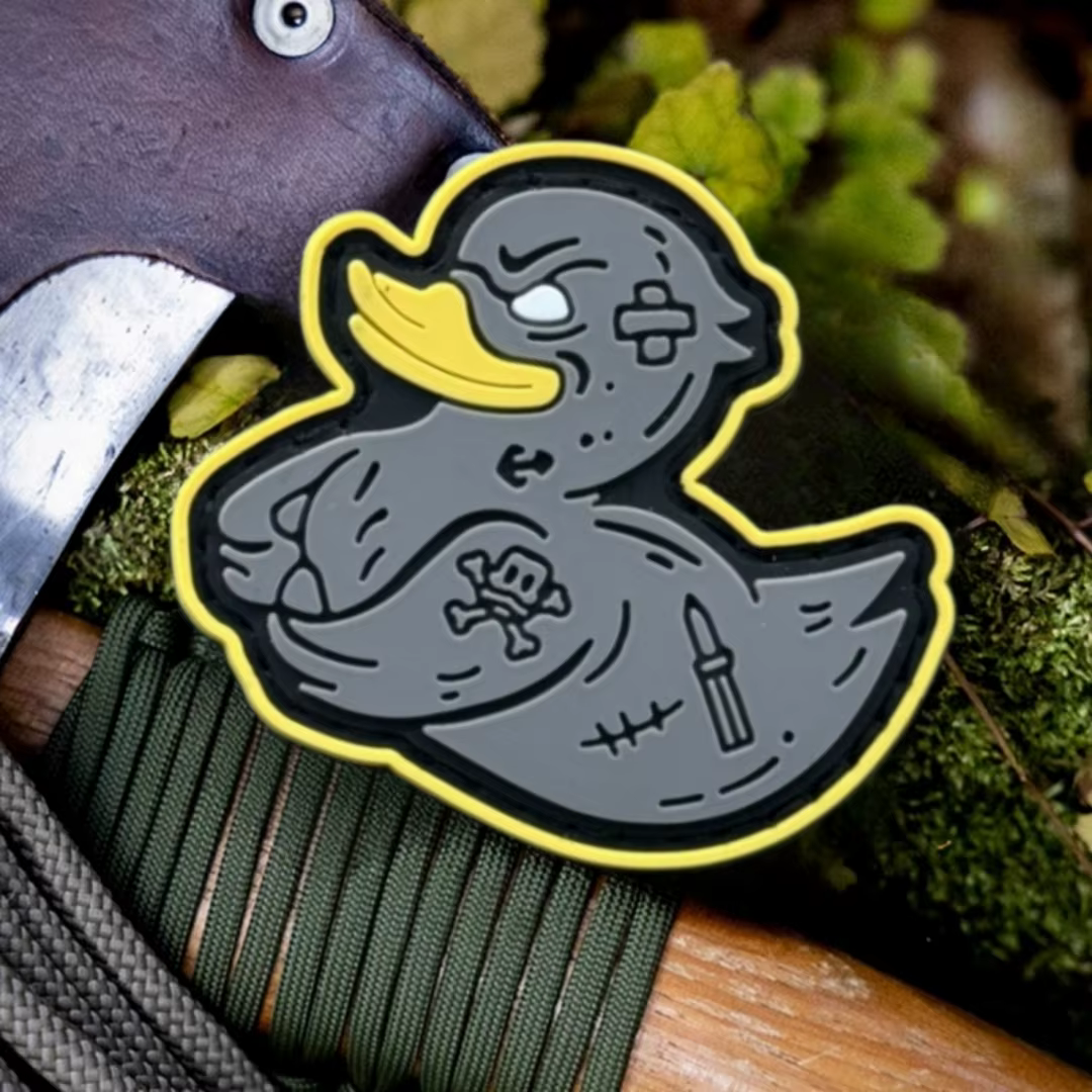 Parche moral pato táctico militar 3D PVC velcro para ropa y mochilas