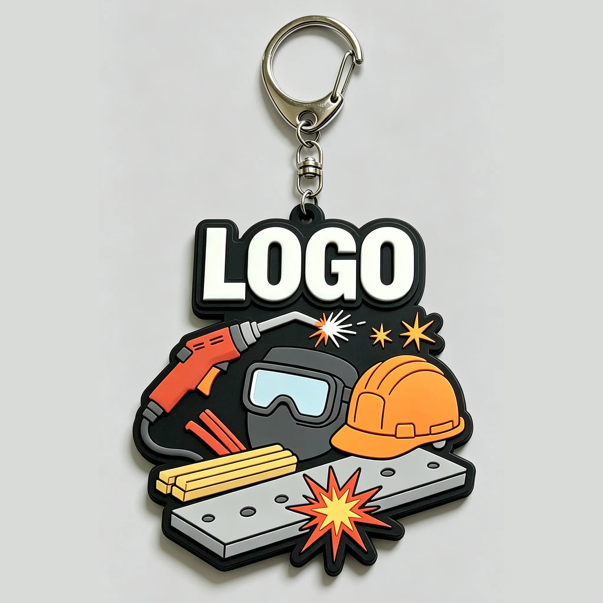 Llavero de goma blanda 2D personalizado con logo en PVC
