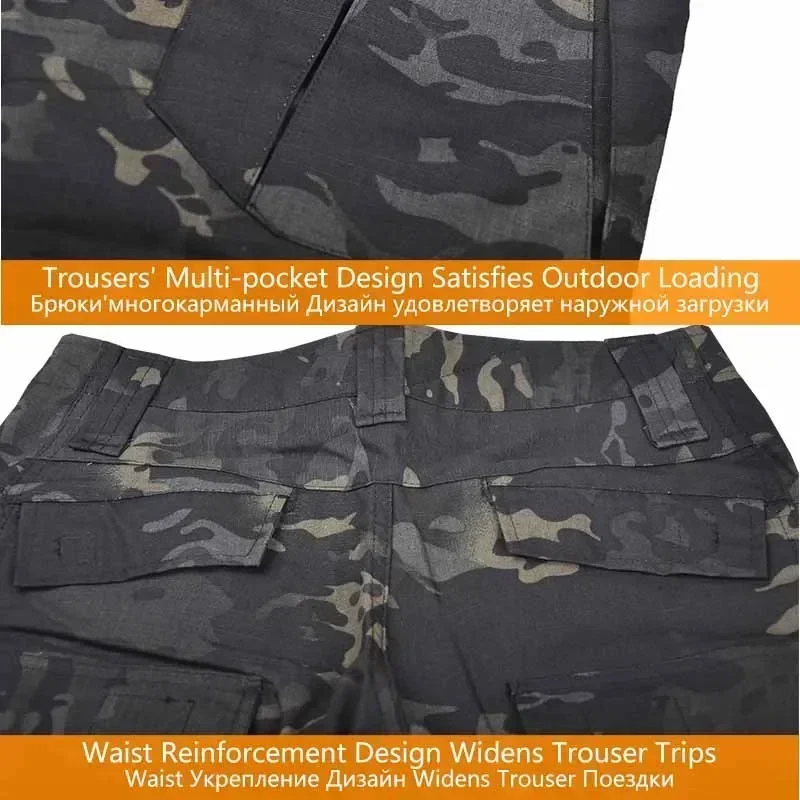Pantalón táctico camo con rodilleras, multi-bolsillos resistente - imagen 3
