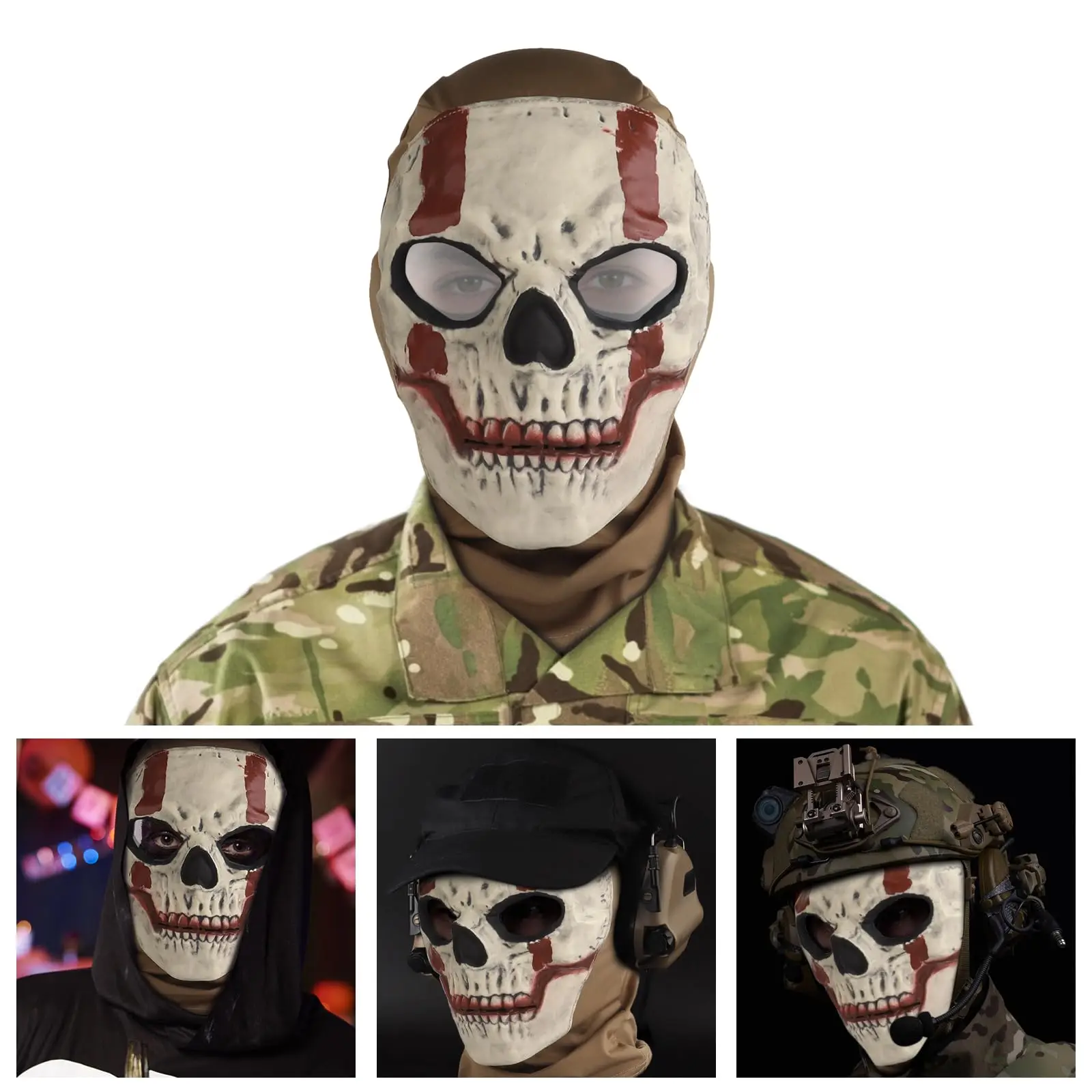 Máscara táctica Airsoft balaclava facial con lente calavera fantasma - imagen 2