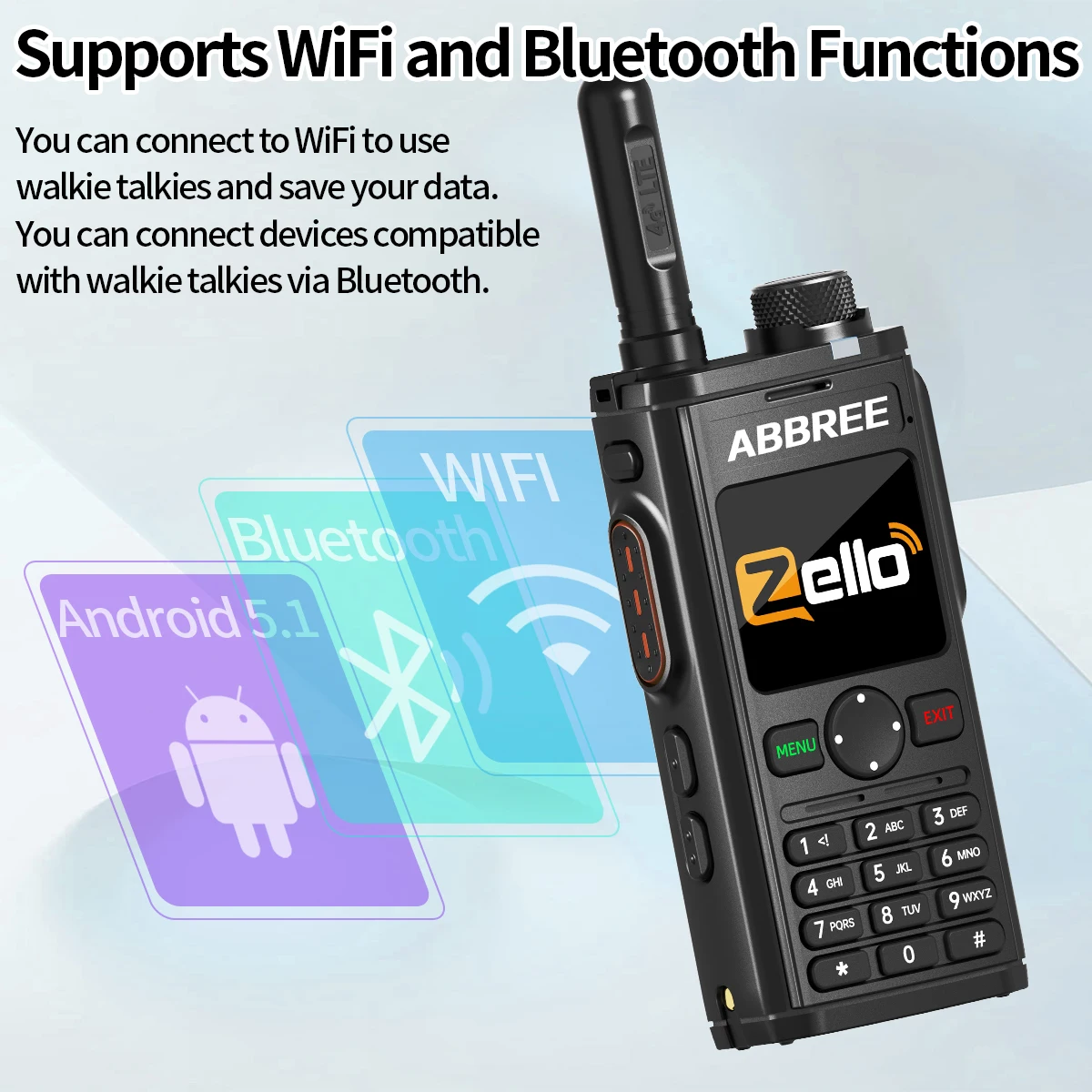Abbree GP-298 walkie talkie 4G con SIM global, Android y Zello - imagen 4