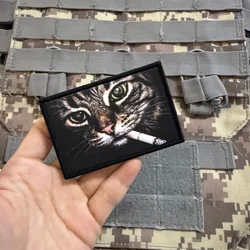 Parche táctico gato fumador gancho y bucle para mochila y ropa