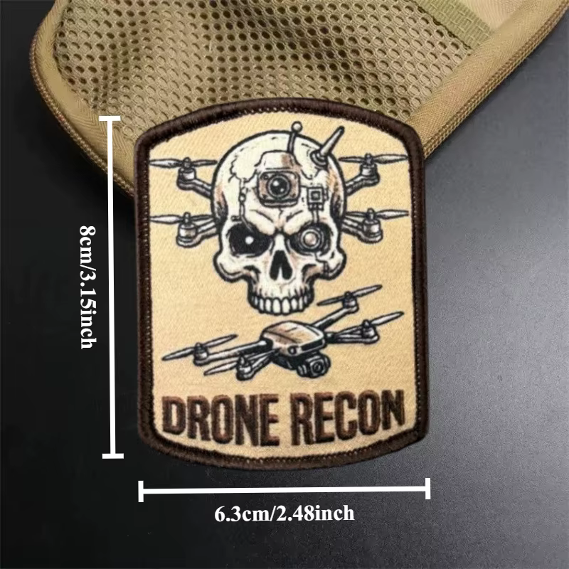 Parche táctico impreso dron de reconocimiento con velcro para mochila - imagen 5