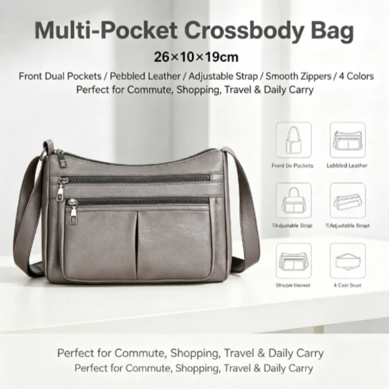 Bolso bandolera de cuero suave estilo diario para mujer - imagen 5