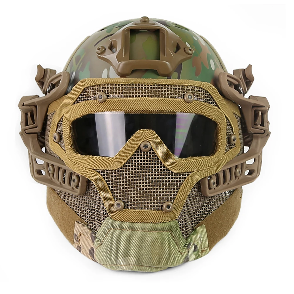 Casco Airsoft con máscara y malla de acerointegrada