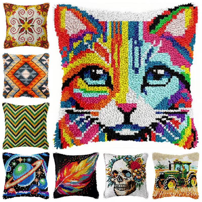 Almohada bordada punto de cruz gato clásico - imagen 5