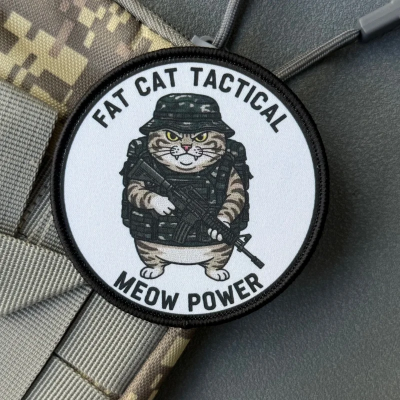 Parche táctico Fat Cat Meow Power moral estampado con gancho-bucle - imagen 5