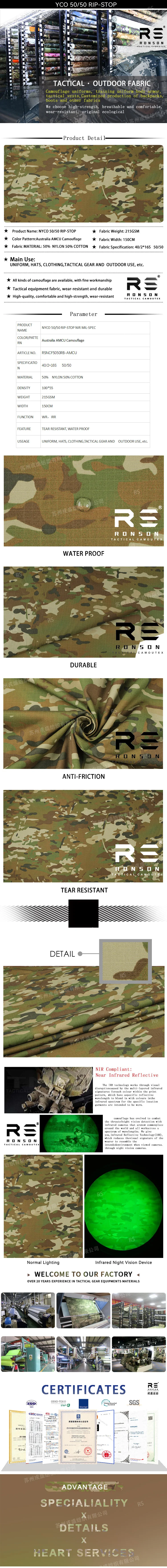 Tela ripstop NYCO 50/50 camuflaje