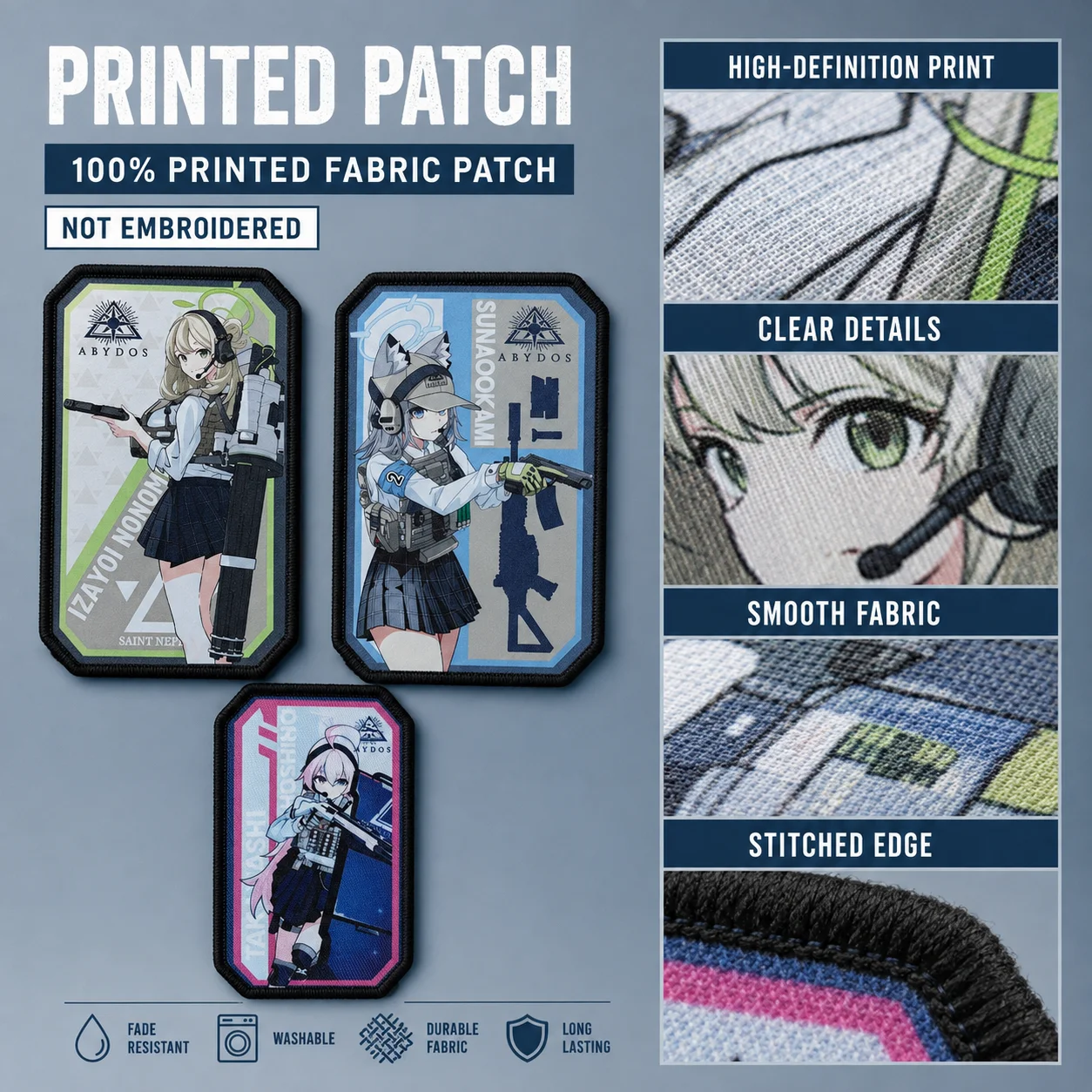 Parche táctico de chica anime con velcro para mochila o chaleco - imagen 3