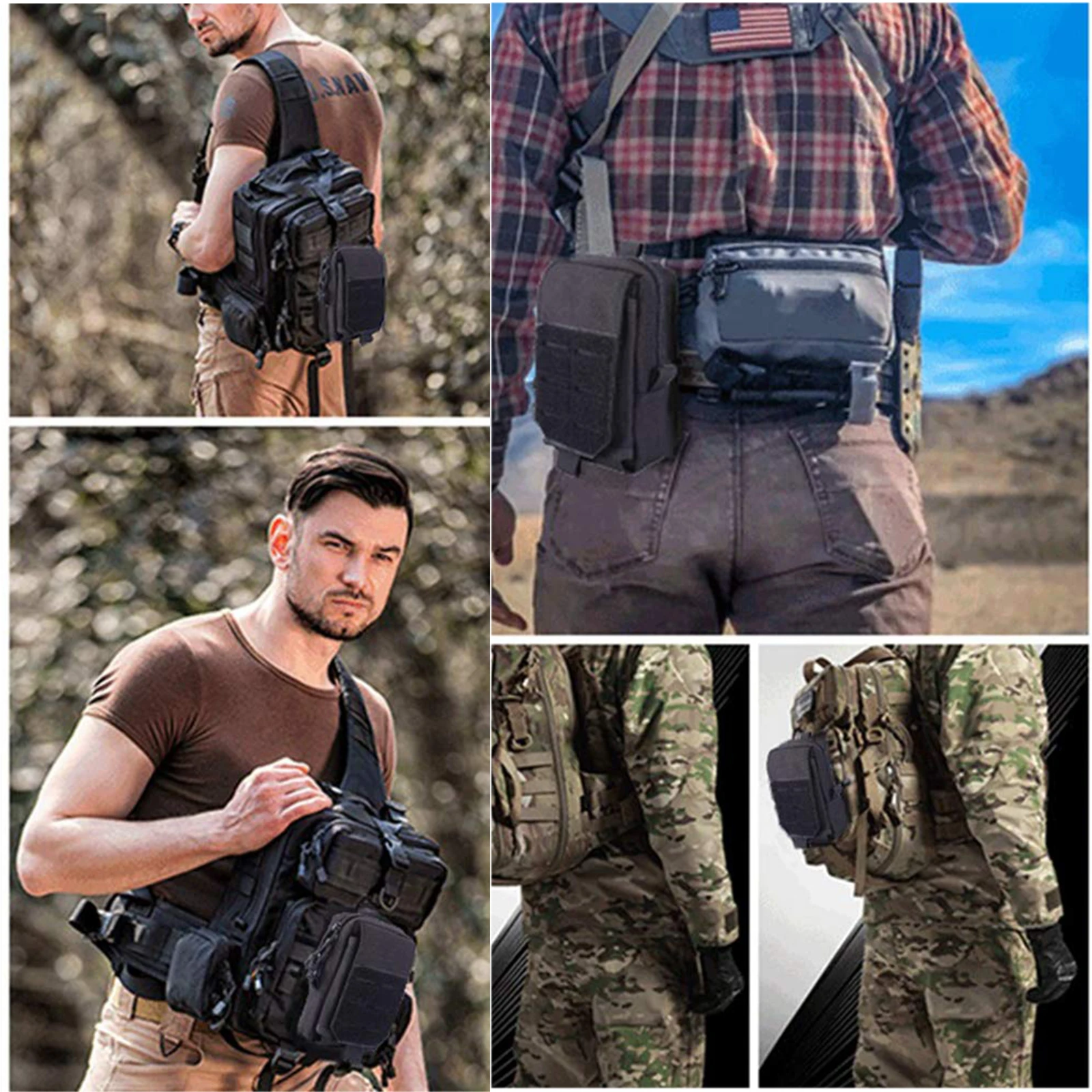 Bolsa táctica MOLLE para exteriores - riñonera EDC y funda móvil - imagen 2