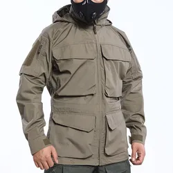 Chaqueta táctica PRO M2 camuflaje cortavientos capucha bolsillos