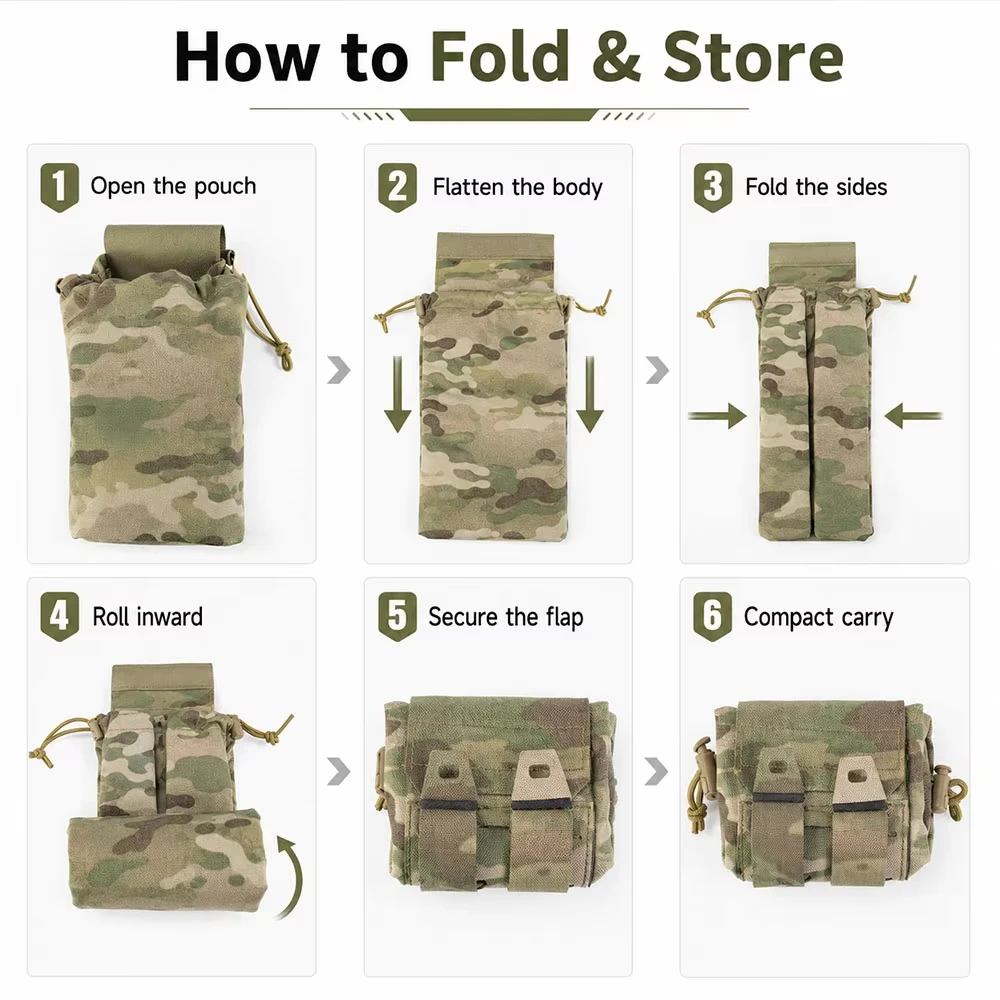 Bolsa táctica MOLLE plegable para cinturón, almacenamiento utilitario - imagen 2