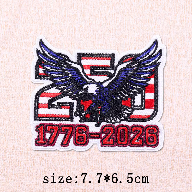 Parche bordado corazón águila americana y cuadros termoadhesivo - imagen 3
