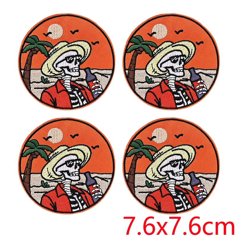 Parches Bordados Calaveras Surferas – Termoadhesivos Retro para Coser - imagen 4