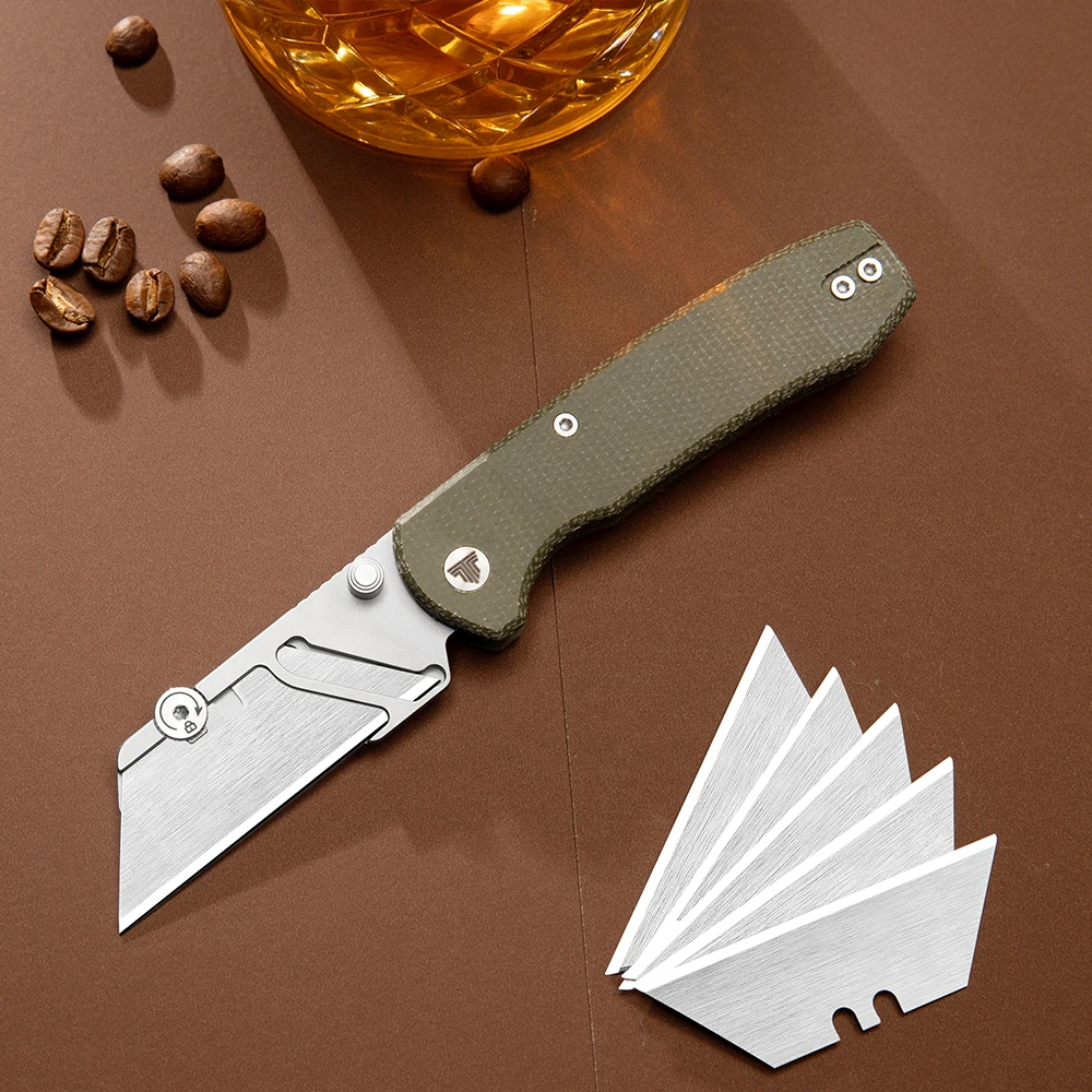 TRIVISA Cuchillo plegable multiusos de cuchilla reemplazable micarta - imagen 5