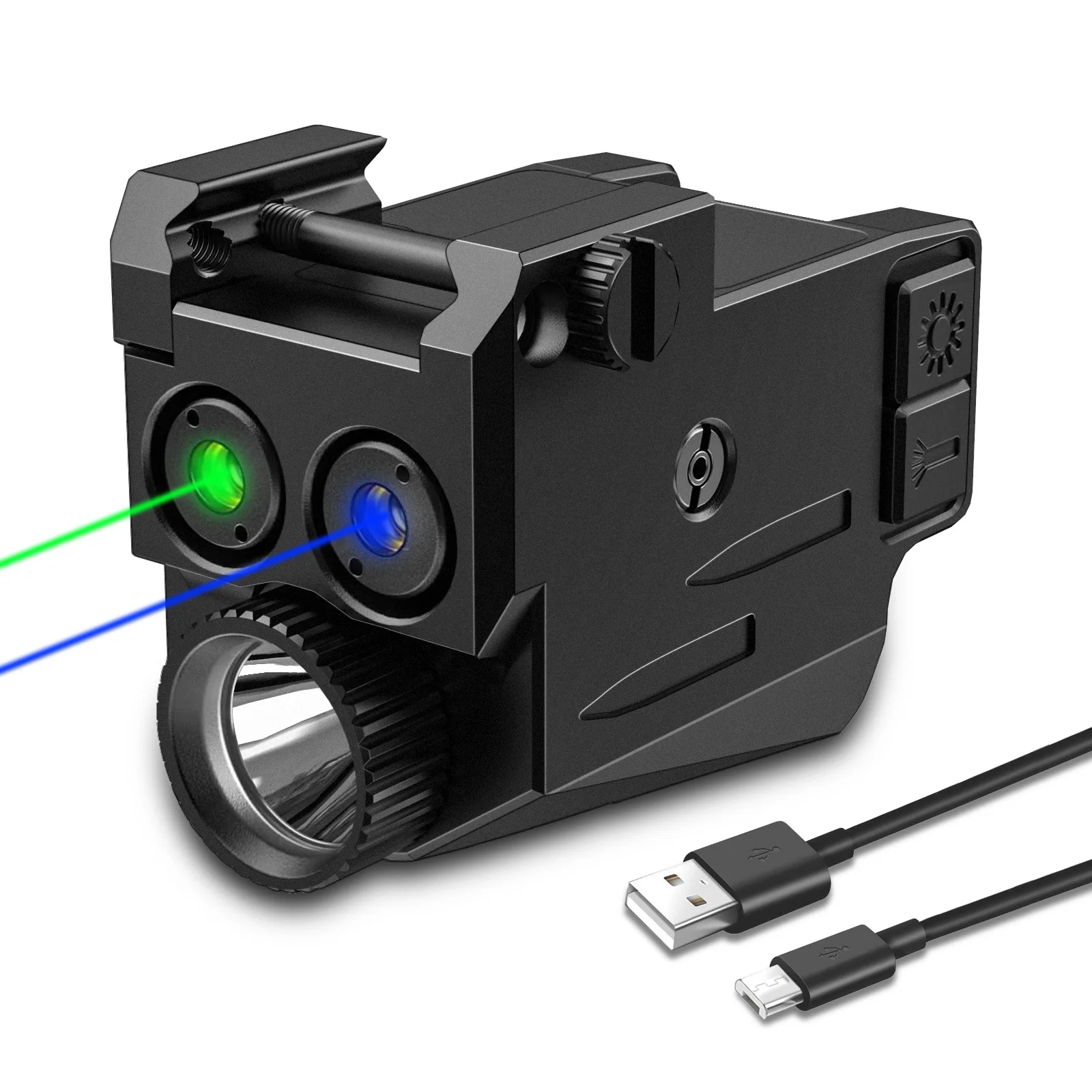 Linterna táctica láser Max mira rojo/verde recarga USB doble haz - imagen 5