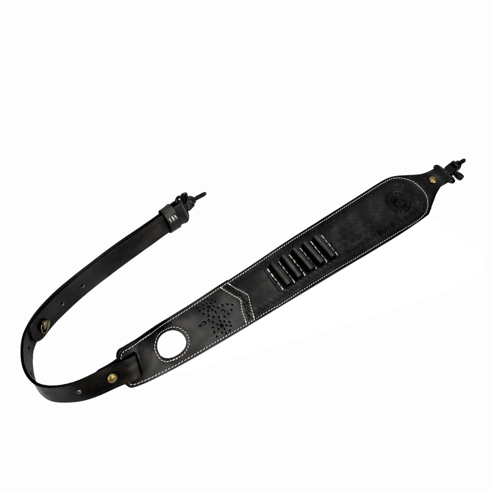 Tourbon Correa de rifle cuero antideslizante con anillas giratorias