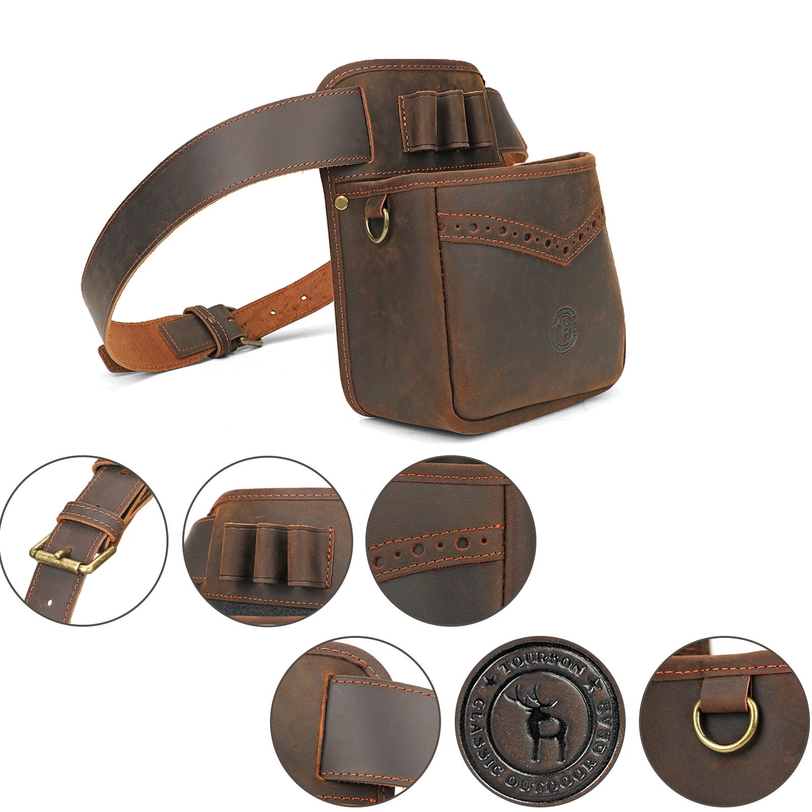 Tourbon funda táctica pistola cuero con bolsa cintura - imagen 5