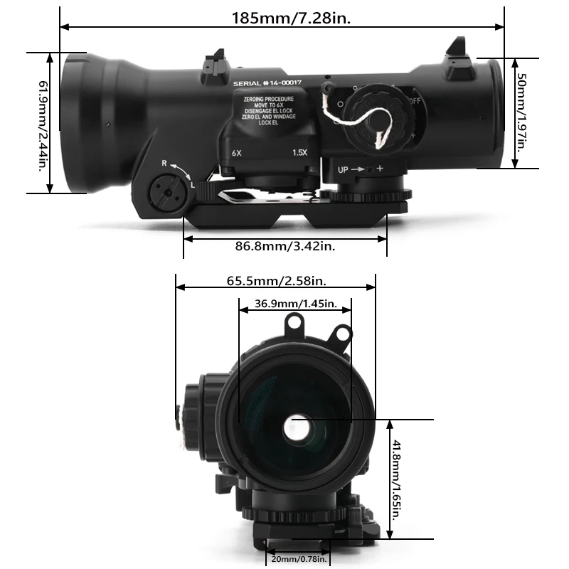 Mira telescópica DR Evolution Gear vista frontal