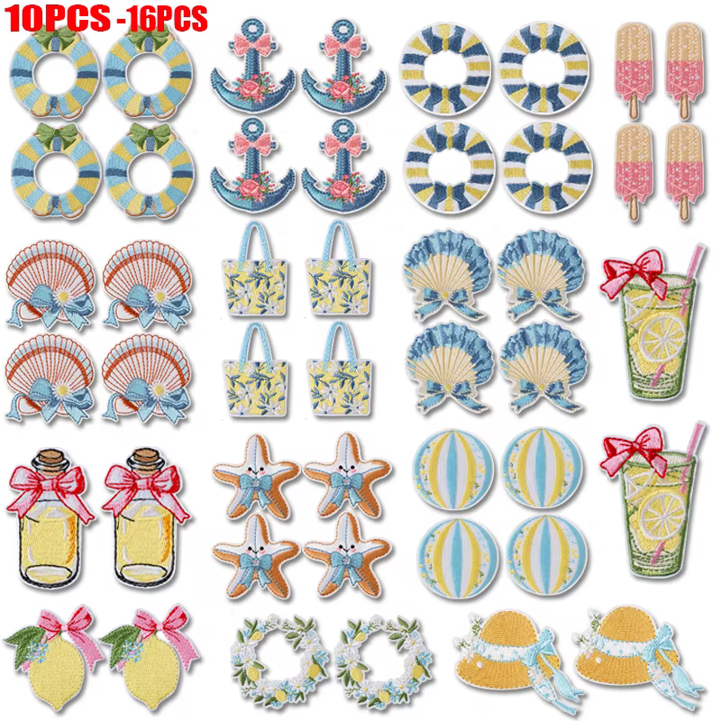 Parche termoadhesivo para ropa estilo playa con concha y estrella