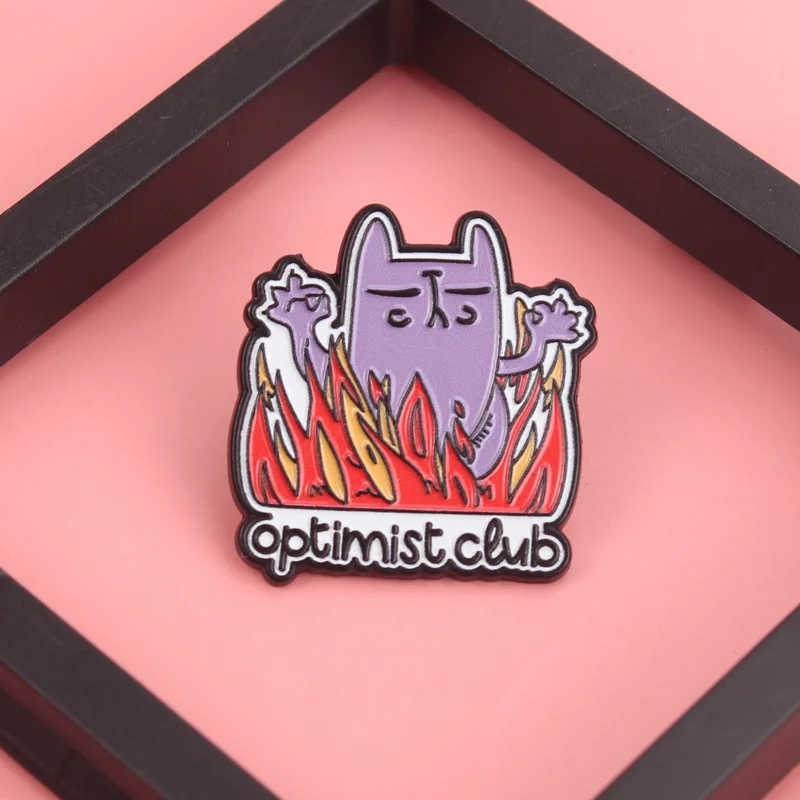Pin lanzallamas táctico Optimist irónico: gato Zen morado - imagen 3