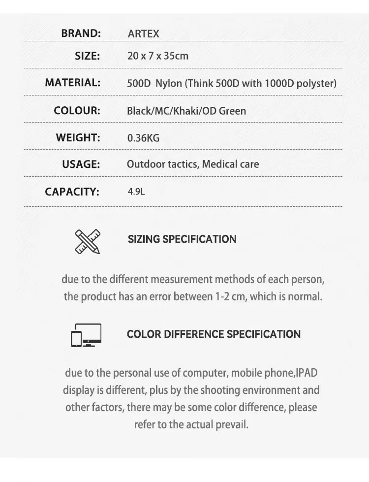 Riñonera táctica impermeable y lista para exteriores