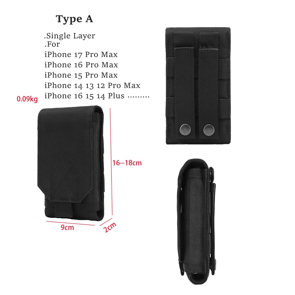 Funda táctica MOLLE para teléfono con clip de cinturón ajustable - imagen 3