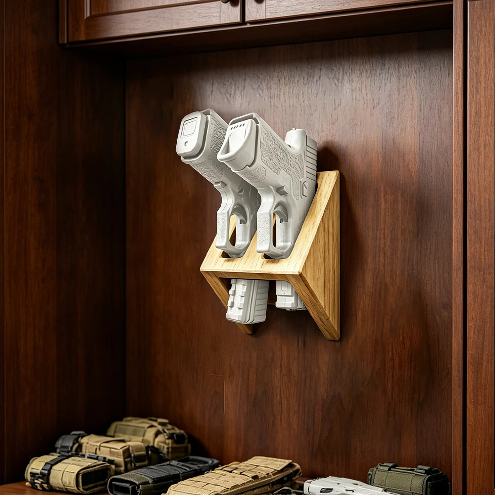 Soporte de pared para pistolas de madera con ranura - imagen 4