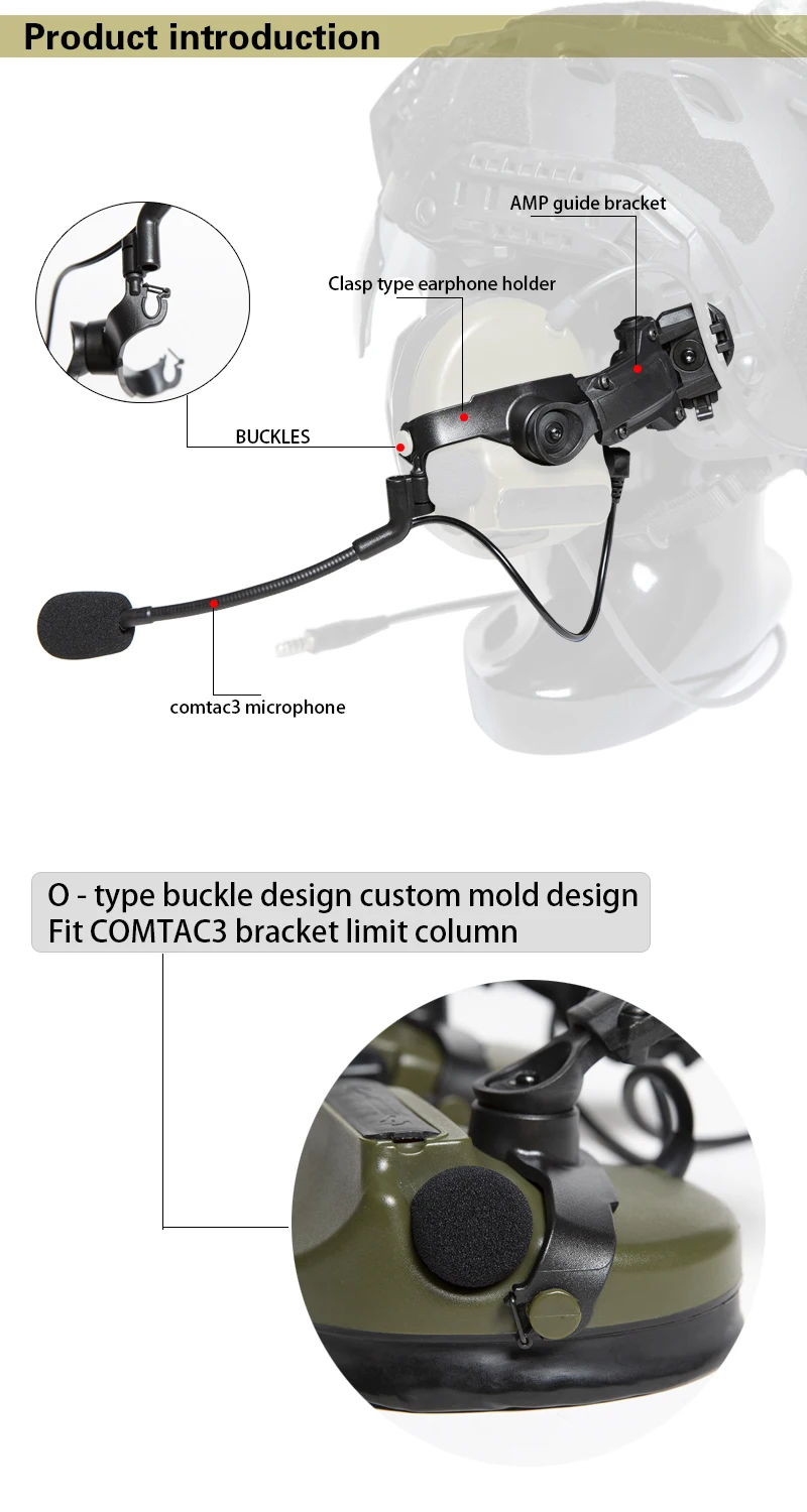 Soporte abatible FMA TB1443 para auriculares Peltor ComTac