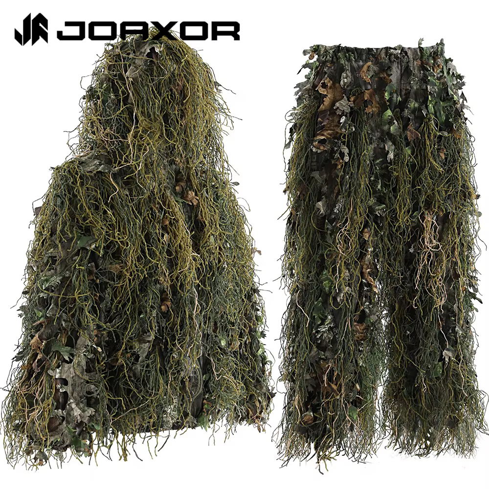 JOAXOR Ghillie traje camuflaje 3D hojas ligero caza táctica juvenil