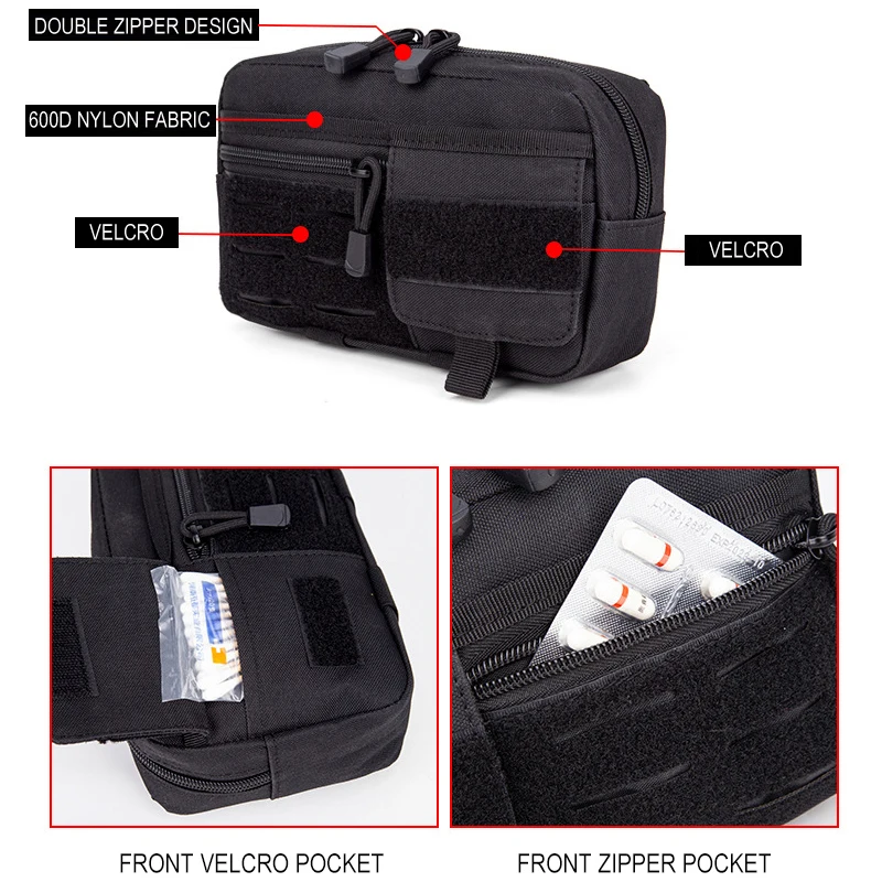 Bolsa táctica MOLLE EDC impermeable de nailon, organizador aire libre