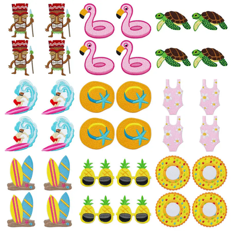 Parches tropicales variados bordados