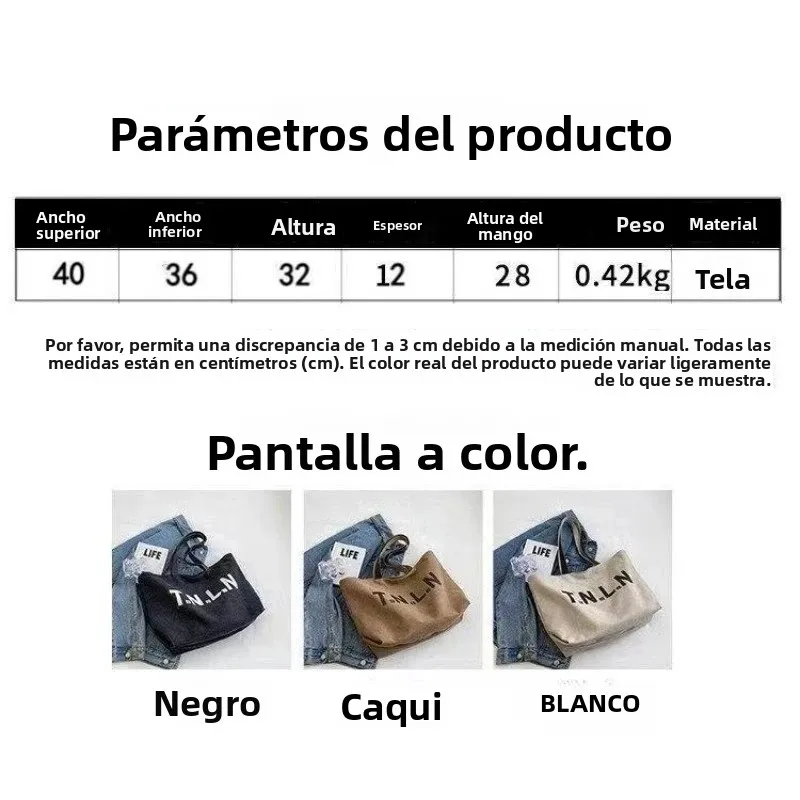 Bolso de lona para viaje gran capacidad y uso diario - imagen 2