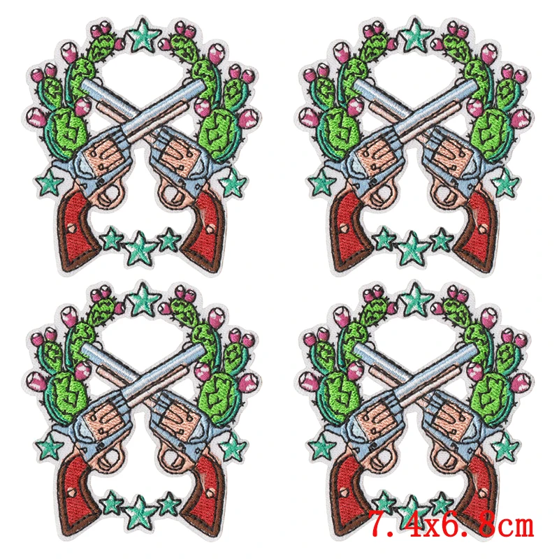 Parche táctico termoadhesivo bordado estilo oeste toro calavera floral - imagen 4