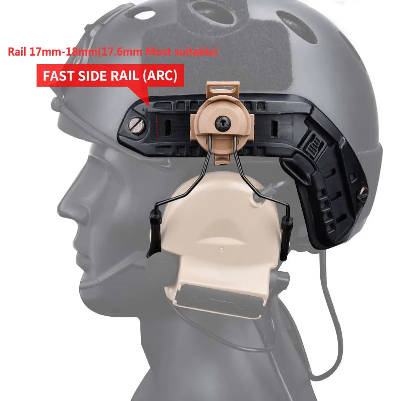 Wadsn Soporte Auriculares Táctico Montaje Rápido Riel Casco Resistente - imagen 3