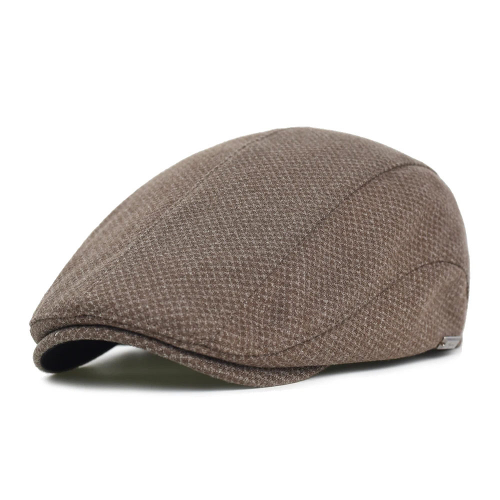 Gorra plana vintage a cuadros gruesa ajustable para invierno - imagen 2