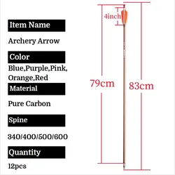 Flechas carbono Spine 340 para arco largo recurvo caza