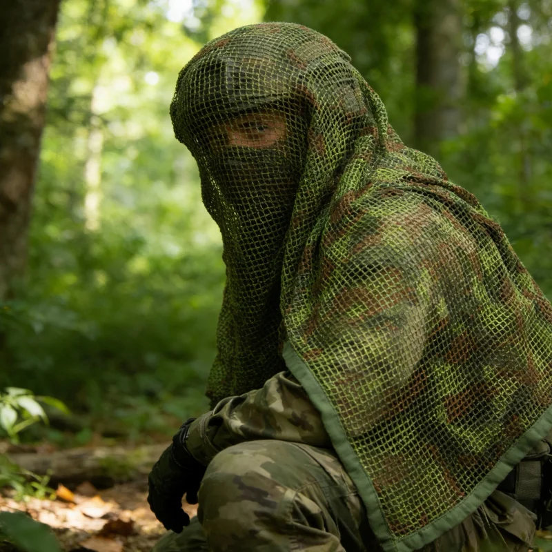 Echarpe táctica de malla camuflada transpirable tipo sniper airsoft