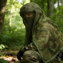 Echarpe táctica de malla camuflada transpirable tipo sniper airsoft