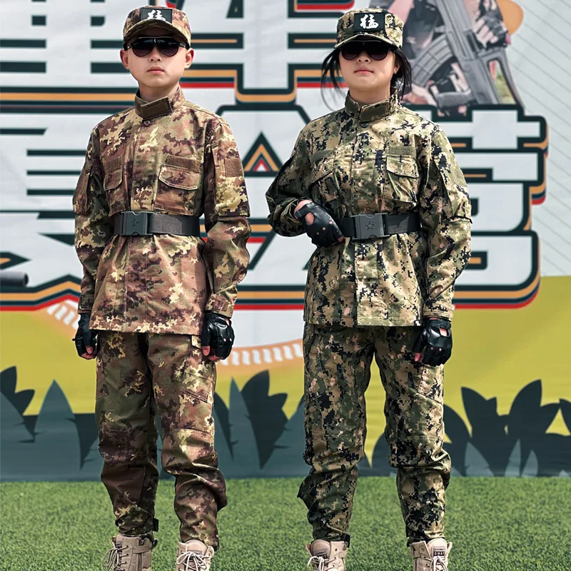 Uniforme camuflaje táctico infantil completo con chaleco y cinturón - imagen 2