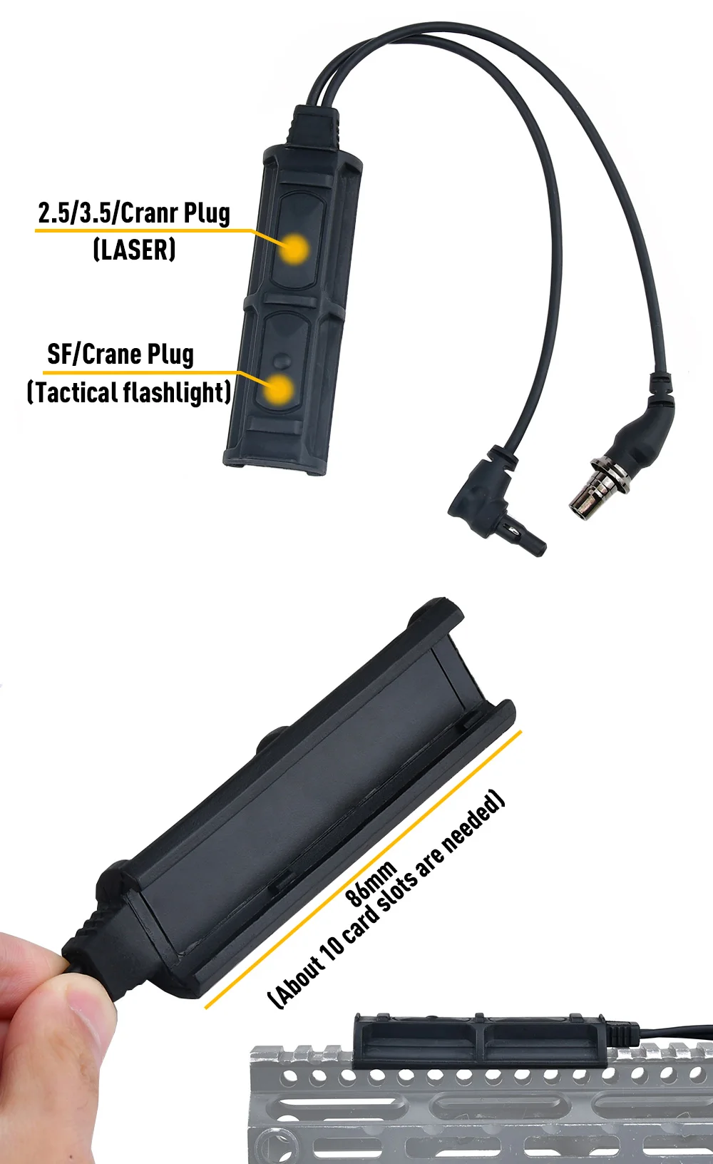 Interruptor remoto doble WADSN con cable y mando de presión