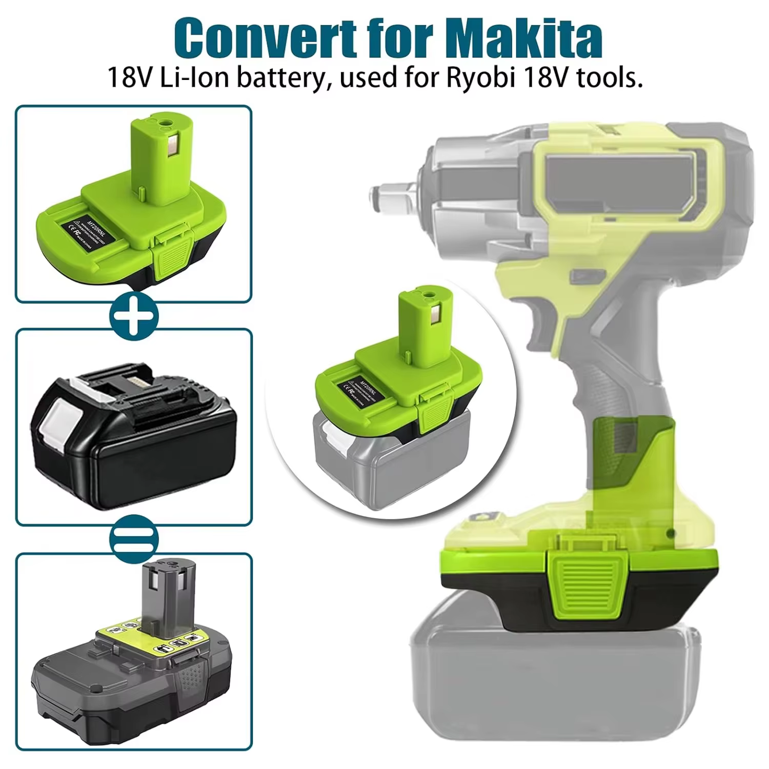 Adaptador Batería 18V Makita para Herramientas Ryobi - imagen 4