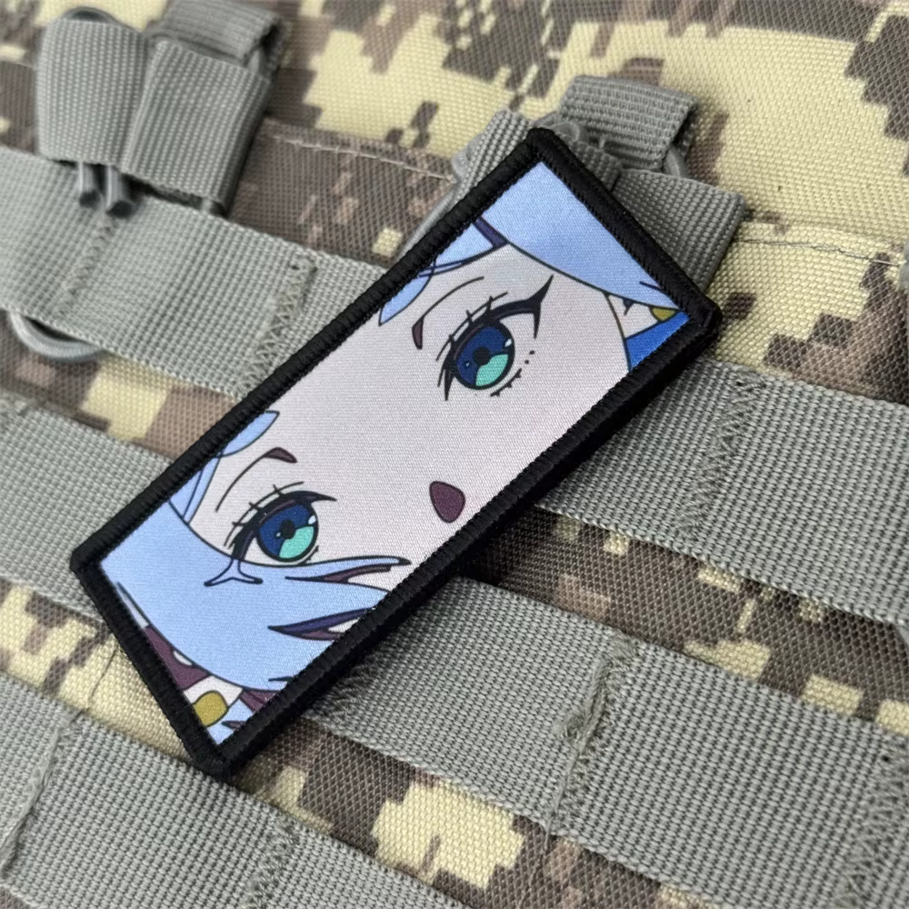 Parche táctico anime ojos niña insignia moral con velcro mochila - imagen 4